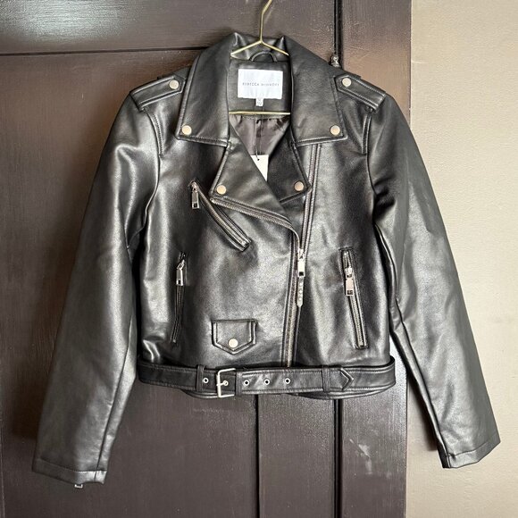 Rebecca Minkoff “Jett Moto” Black Faux Leather Jacket NWT Size M - Picture 1 of 11